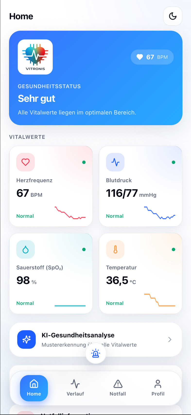 Vitronis App – Light Mode